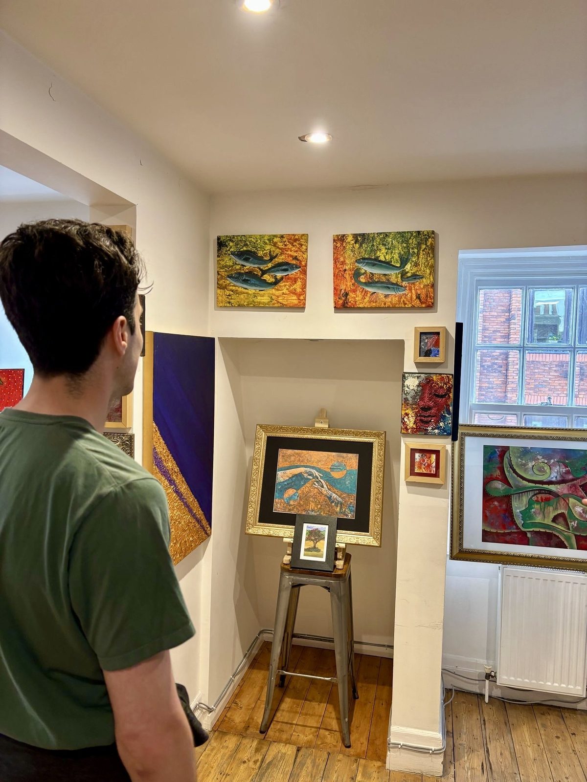 Paintings on show in the gallery space